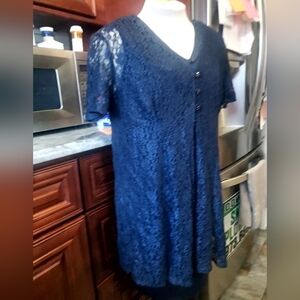 Elegant Navy Lace Dress